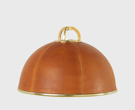 LEATHER BRASS SHADE 8" RED